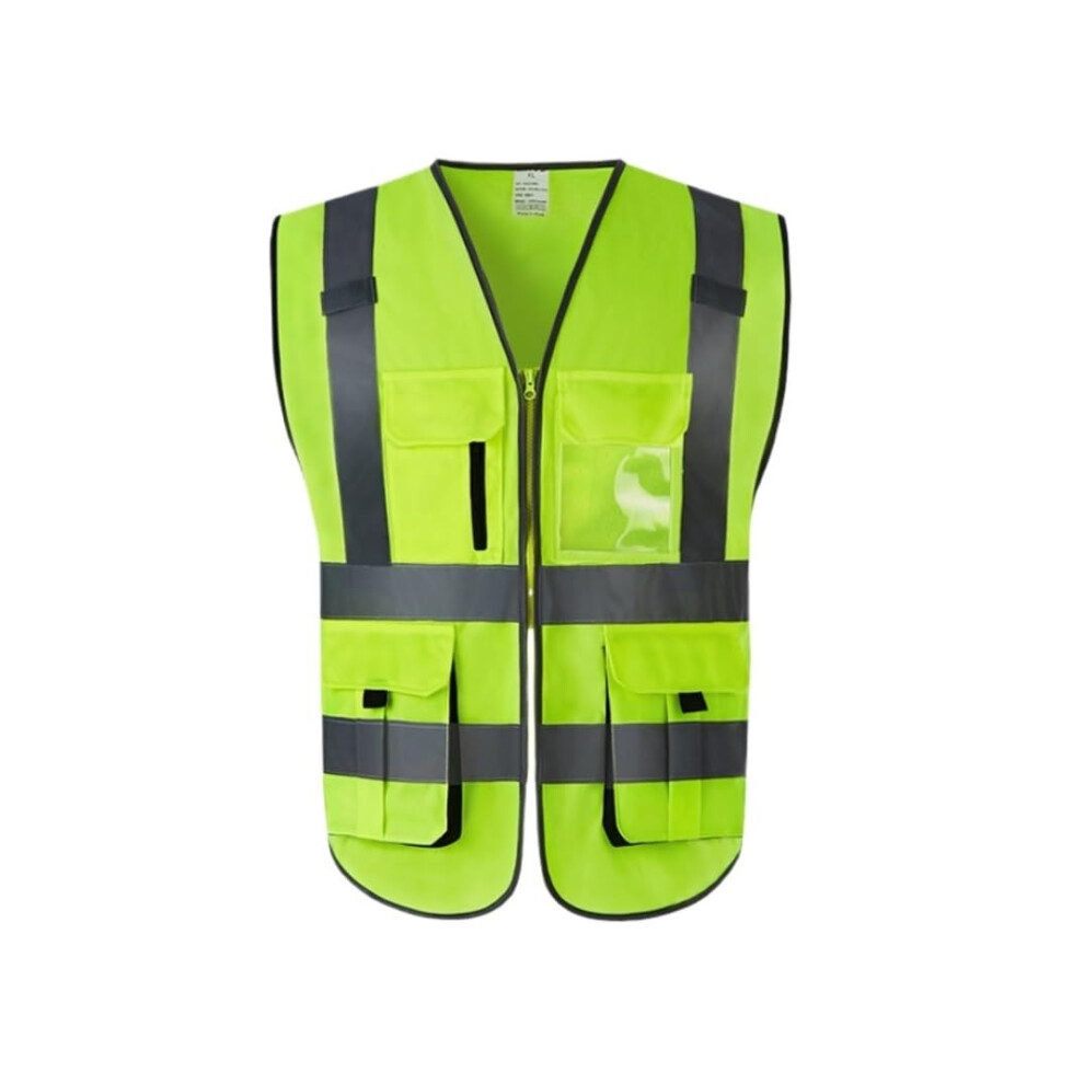 Reflective Safety Vest Visibility Yellow With 360 Strips And Multiple Pockets For Construction 9053599446859