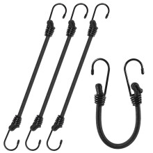 4 Pack 12 Inch Heavy Duty Bungee Cords with Metal Hooks, Black Elastic Straps for Camping and Cargo