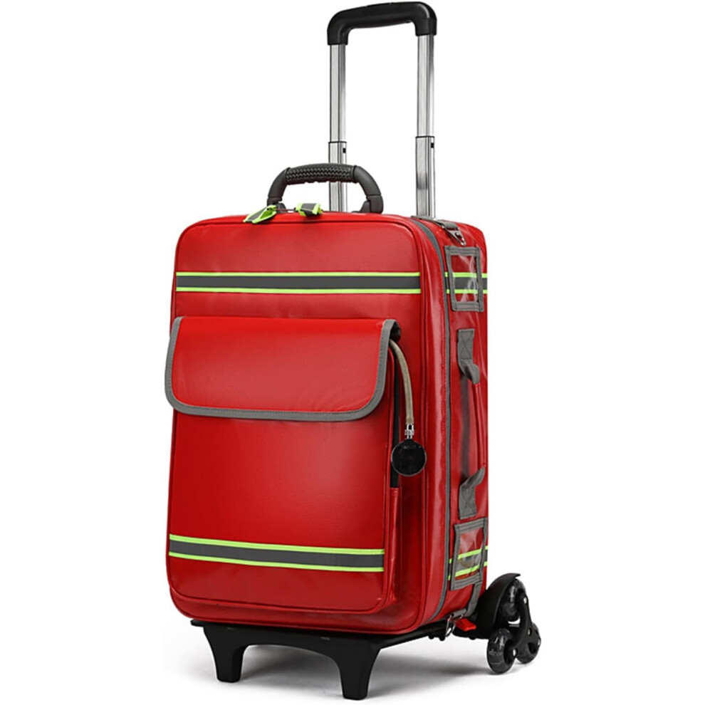 Red Waterproof First Aid Backpack With Quick Access Compartments, Emergency Medical Bag For Nurses
