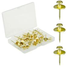 36pcs Gold Double Headed Push Pins Thumb Tacks for Picture Hanging with Steel Construction