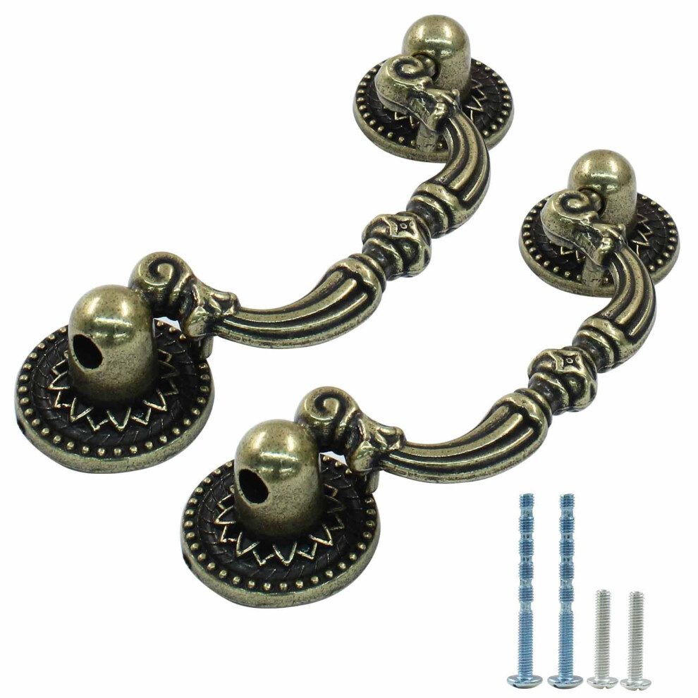 6 Pack Vintage Drop Bail Drawer Pulls 2.5 Inch Center Antique Style Zinc Alloy Dresser Handles 9053599447443