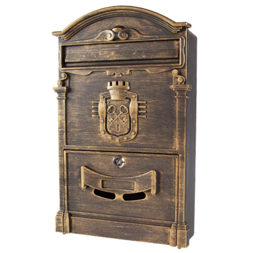 Lockable Wall Mounted Mailbox Weatherproof Rustproof Metal Post Box for Home and Villa