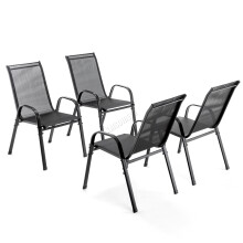BIRCHTREE Garden Chairs Set of 4 Stackable Black
