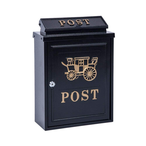 Wall Mounted Lockable Mailbox with Secure Door, Weatherproof Rust Resistant Outdoor Post Box
