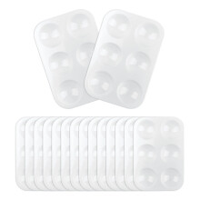 16PCS White Plastic Paint Palette Set with Six Deep Wells, Easy Clean, Ideal for Artists and Classes