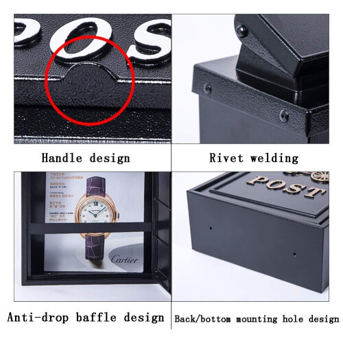 Wall Mounted Lockable Mailbox with Secure Door, Weatherproof Rust Resistant Outdoor Post Box 1