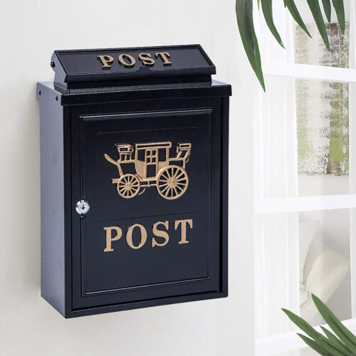 Wall Mounted Lockable Mailbox with Secure Door, Weatherproof Rust Resistant Outdoor Post Box 2
