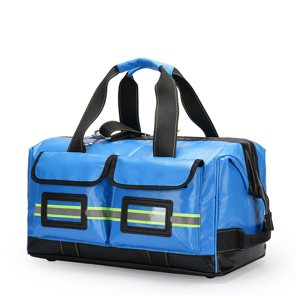 Sky Blue First Aid Bag Waterproof Trauma Backpack With Reflective Strips And Layered Compartments