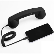 Black Retro Phone Handset Bluetooth and TypeC Vintage Telephone Receiver with Mic for iPhone and Android