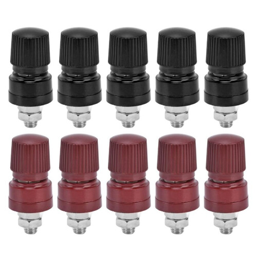 5 Pairs Brass Plated Binding Posts, M6 Thread Terminal, Wide Application, Easy to Distinguish, Strong Conductivity