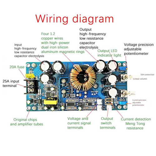 800W - Buck Converter 30A Solar Stabilizers CV CC Step-Down Power Supply Adjustable DC20V-70V Voltage Regulators 2