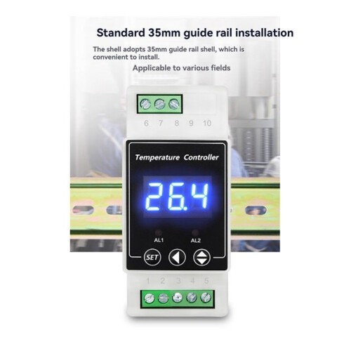 LED Rail Thermostat AC220V 2-Way Relay Din Rail Mounted Controller Heating and Cooling Temperature Alarm Controller D 2