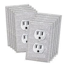 10 Pack Light Covers and Sockets, Bling Rhinestone Wall Plate Covers, Silver Bling Rhinestone Wall Plate Covers