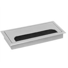 80x160 Büro-Schreibtisch-Einfädelbox, Computertisch, Kabellochabdeckung, Einfädelloch, Quadratisch, Bürstenabdeckung, Platte, Silber, 80x160