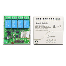 Interruttore Tuya  Zigbee AC/DC7-32V A 4 Canali con Alloggiamento Ding Rail, Compatibile con Alexa Home Assistant