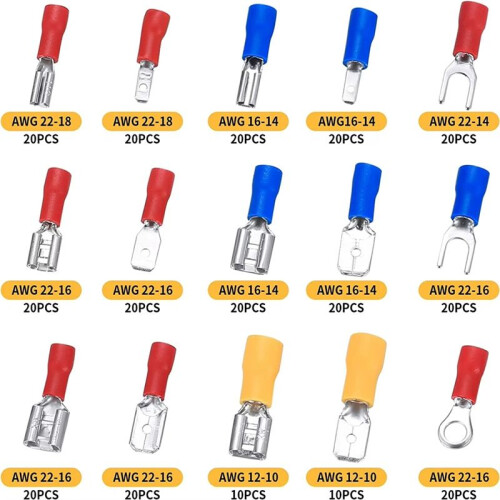 280pcs Insulated Wire Electrical Connectors with Tool Assorted Male/Female Wire Cable Crimp Terminals U-Type Fork Spade 1