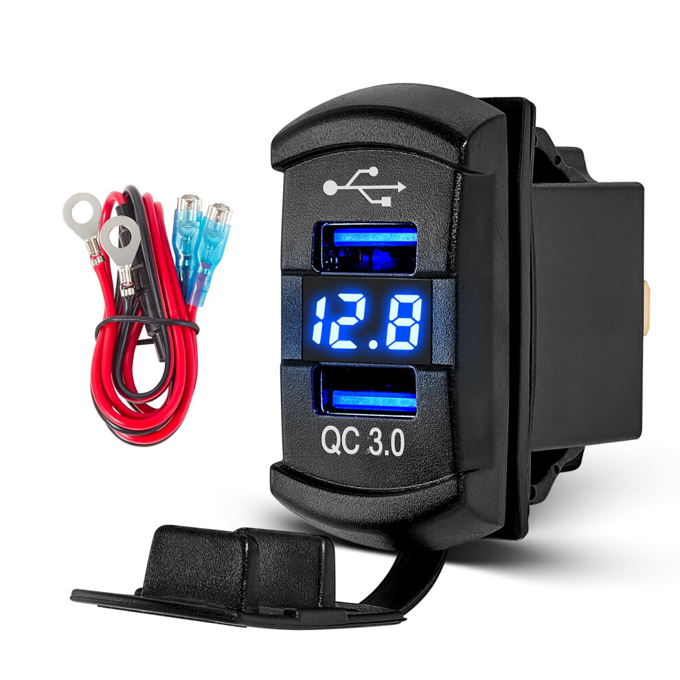 Usb 3.0 Dual Car Charger With Voltmeter Waterproof Rocker Switch 12V24v For Marine Rv Truck 9092120868210