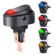 5PCS LED Lighted Rocker  12V Illuminated  Off Toggle  30A 3Pin SPST Oval Shaped  12mm Hole