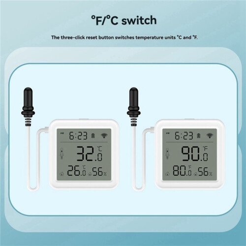 Tuya  Home WiFi Temperature & Humidity Sensor with 1M External Probe App Remote Viewing Temperature Humidity Meter 2