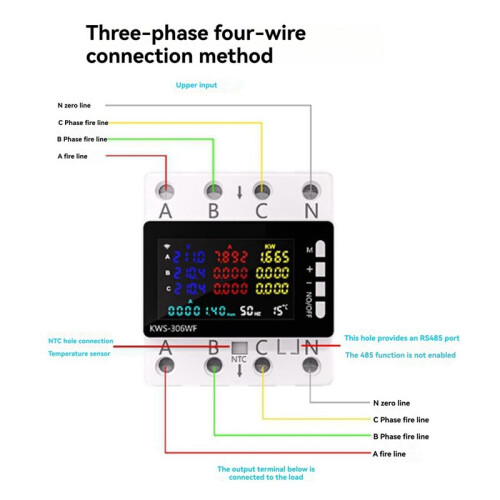 KWS-306L Power Meter RS485 Version AC  Power Voltmeter Voltage Protector  Current Voltage Monitor 1