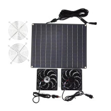15W 12V Solcellsdriven Frånluftsfläkt med Solpanel och Dubbel Fläkt för Hönshus