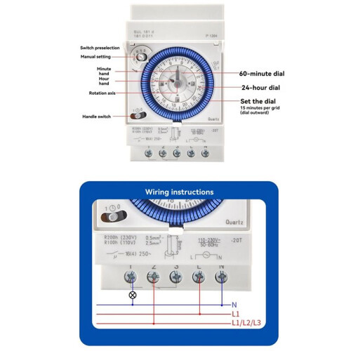 CNC SUL181d  Relay Track Installation Mechanical Timer AC110-230V 24-Hour Industrial  Control 2