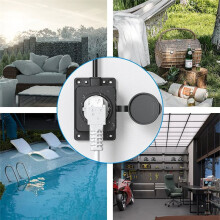 4pcs European Outdoor Waterproof Socket with Rain Cover IP54 Industry Power Socket Extension Power Strip for Garden