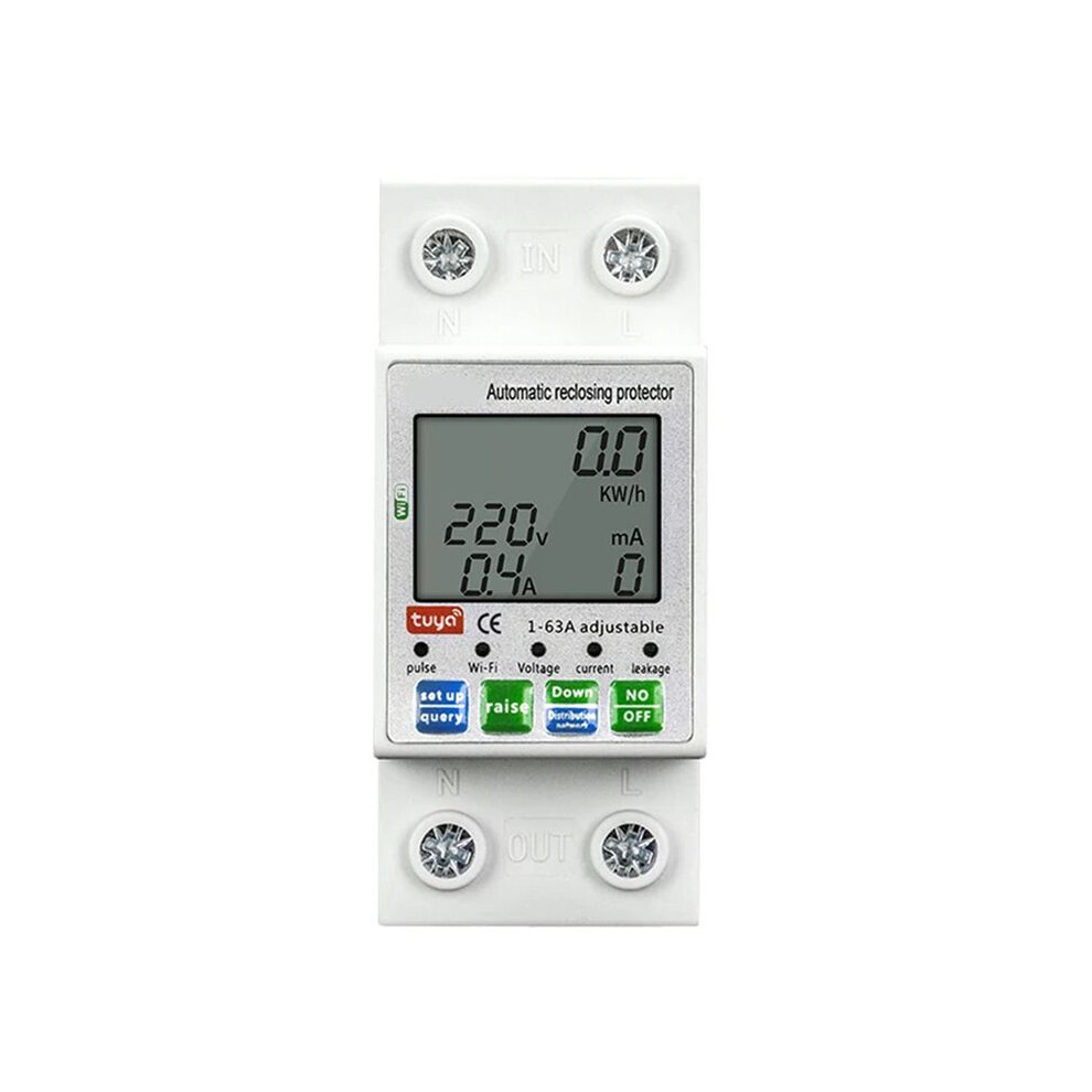 Tuya 63A 2P Wifi Meter, Over/Under Voltage Leakage Current Protector Power Circuit Relay Kwh 4711462207833