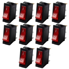 10 PCS KCD3-101N Rocker  3 Terminals Rocker  for Electric Rice Cookers and Small Appliances Red