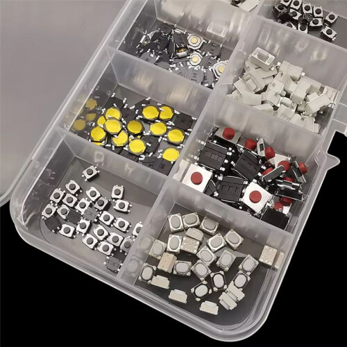 250Pcs Micro-Tactile Tact Push Button  Assorted Kit 2P 4 Pin SMD PCB Momentary Self-Reset Car Remote Control 2