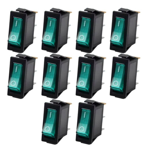 10 Peças KCD3 Interruptor de Balanço 3 Terminais Interruptor de Balanço para Panelas Elétricas de Arroz e Pequenos Eletrodomésticos Verde 1