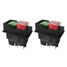 2X Elektromagnetiska Strömbrytare Tryckknappsbrytare för Trädgårdsredskap KJD17 220V 5-Stifts -Terminaler