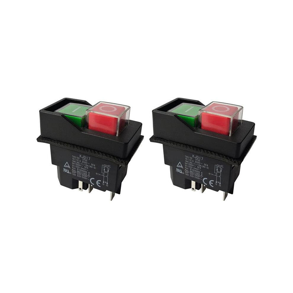 2X Electromagnetic Switches Pushbutton Switches For Garden Tools Kjd17 220V 5 Pin -Terminals 4713045521800