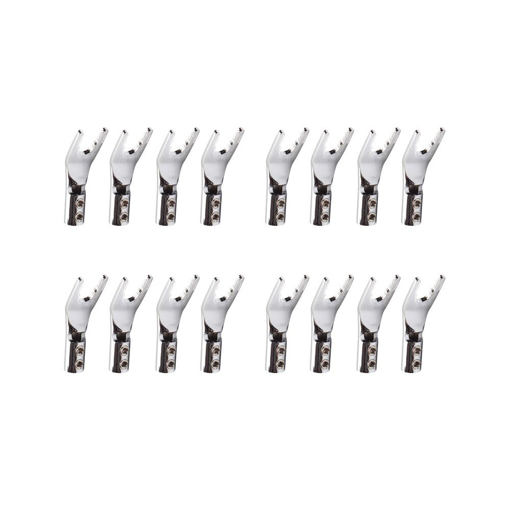 16 Pcs Audio Jack Y Banana Plug Solder Wire Connector U/Y Rhodium Plated Copper Screw Fork Hifi Speaker Spade Connector 6031253030081