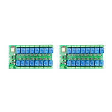 2X ESP8266 Module de Relais WIFI 16 Canaux Alimentation de La Carte de Développement ESP-12F, Module de Relais 16 Voies, Mode D'Alimentation 12V