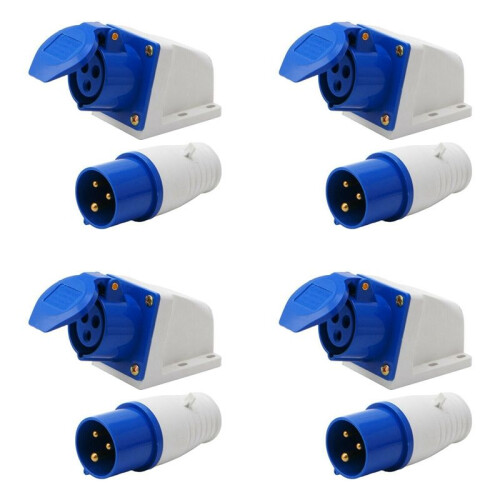4X 16 Amp 3-Pins Ingebedde Aansluiting Waterdicht Stopcontact