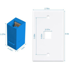8-Pack 1 Port Ethernet Wall Plate, RJ45 Cat6 Female to Female Jack Inline Coupler Face Plates, 1-Port