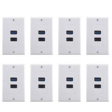 8X 2Port +USB 3.0 Female Wall Face Plate Panel Outlet Socket Extender White