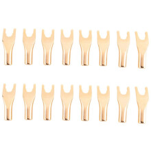 16 PièCes HIFI Banane Y Spade U/Y Plaqué ou Pur Cuivre Vis Fourche HiFi Haut-Parleur Spade Connecteur Fiches-Cuivre