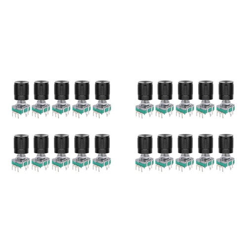(7 Pin 20MM)20 Stück 360 Grad EC11 Drehbar Codierer Code  Digital Potentiometer mit Kappen
