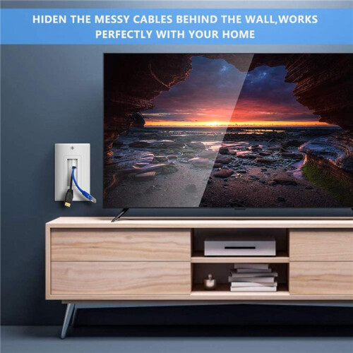 8-Pack Brush Wall Plate with Single Gang Low Voltage Mounting Bracket Cable Pass Through Insert for Speaker Wire 1