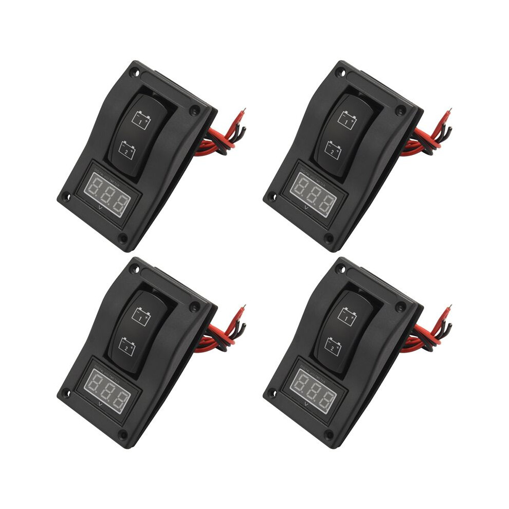 4X 12-24V Led Dual Battery Test Panel Rocker Car Truck Marine Boat Voltmeter 4P -Off- Red 6034161336092
