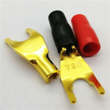 32 Stücke / 16 Paare "Y" "U" Spaten Bananenstecker Vergoldeter Lötfreier Gabel Lautsprecher Bananenstecker Adapter