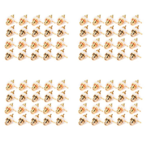 80Pcs Gold Plated RCA Terminal Jack Plug Female Socket Chassis Panel Connector for Amplifier Speaker