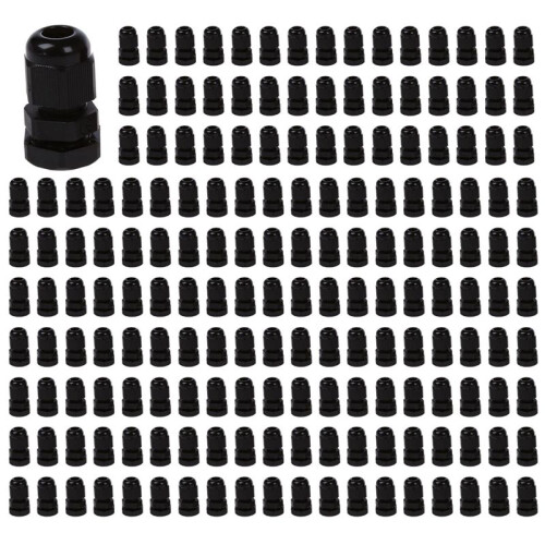 90 Pcs PG7 Waterproof Connector Gland Black for 4-7mm Diameter Cable