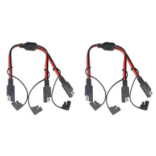 2X SAE Splitter Adapter 14AWG SAE Power Automotive Connector Cable Y Splitter 1 to 2 SAE Extension Cable with Cover