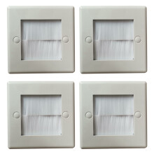 4Pcs Flush Brush Wall Plate Brush Single 1 Gang Wall Outlet Cable Entry Plate Tidy Mount Face Plate Wall Plate White