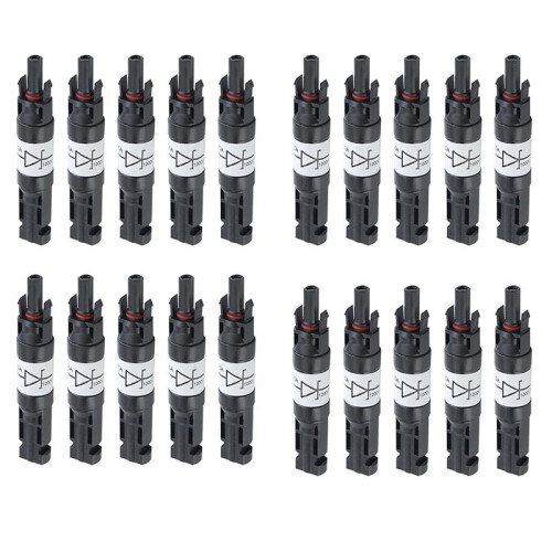 20Uds Conector Solar con Diodo Conector PV Impermeable DC1000V 20A IP67 PPO Macho Conector Hembra