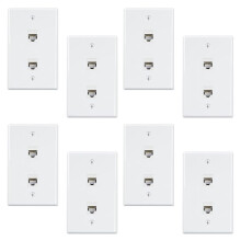 8 Pack 2 Port Ethernet Wall Plate, Cat6 Female to Female Wall Jack RJ45 Inline Coupler Wall Outlet, White