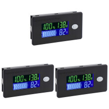 3X Batteriekapazitätsmonitor, 10-100 V Batteriemessgerät, 12 V 24 V 48 V Prozent Spannung Fahrenheit Temperaturanzeigemessgerät
